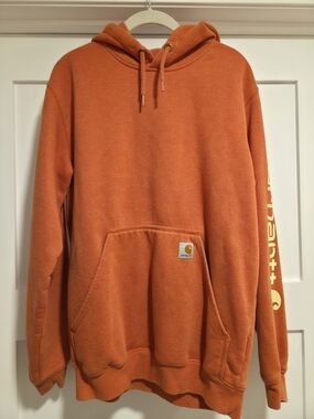 Carhartt Men's Loose Fit Midweight Logo Sleeve Hoodie K288 Orange Small